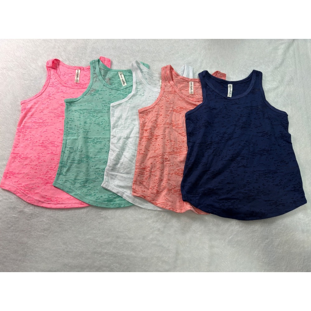 Ever Hottie‎ Kids Girls Burnout Tank Tops 5 Pack Pink Green Navy Small WBNTT1000